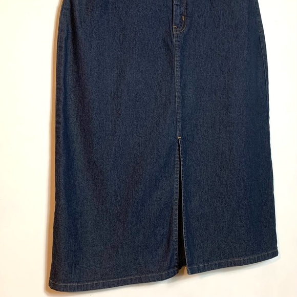 Halogen Stretchy A-Line Dark Denim Skirt - Picture 3 of 11